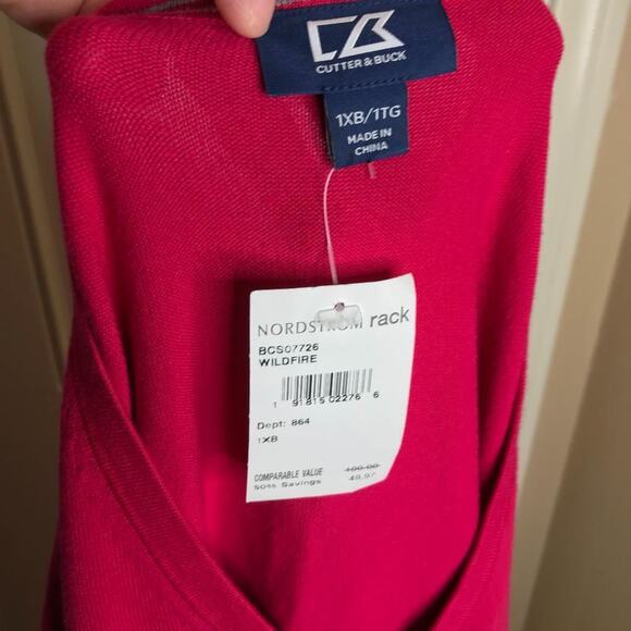 Cutter & Buck Thin Knit V-Neck Sweater Wildfire NEW ~ Size 1XB - Picture 5 of 5